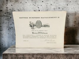 General Electric GE Better Business Management II Employee Certicate Award 1946 - £21.41 GBP