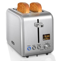 Toaster 2 Slice, Stainless Steel Bread Toaster With Colorful Lcd Display... - £55.60 GBP