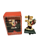 Vintage 1992 Handpainted Christmas Santa Stocking Hanger Adjustable Hook... - £12.21 GBP