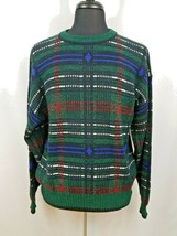 Hennessy Van Heusen Mens XL Long Sleeve Winter Sweater Holiday Red Green... - £14.89 GBP