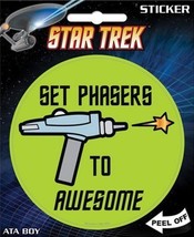 Star Trek Classic Set Phasers to Awesome Peel Off Sticker Decal, NEW UNUSED - £3.18 GBP