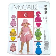 McCalls Sewing Pattern 5648 Dress Romper Panties Hat Infant Size NB-L - £7.16 GBP