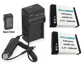 2 Batteries + Charger AHDBT-001 AHDBT-002 for GoPro HD HERO2 OUTDOOR EDI... - £27.79 GBP