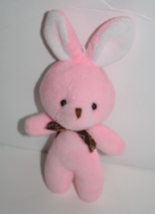Pink Easter Bunny Rabbit 6&quot; Plush Mini Love Brown Bow Soft Toy Stuffed Animal - £14.64 GBP