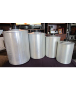 Vintage Mid Century Modern 4-Piece Aluminum Nesting Canister Set - £37.87 GBP