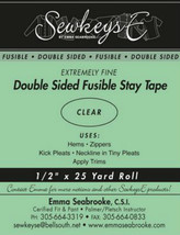 CLEAR - 1/2&quot; Double Sided Fusible Stay Tape - Sold By the 25 yard Roll M... - £7.17 GBP