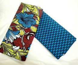 4 Yards Floral And Blue Dice African Fabric Ankara 100% Cotton  Prints.2 yards - £28.47 GBP