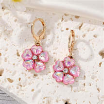 Rose Crystal &amp; Cubic Zirconia Floral Drop Earrings - £7.98 GBP