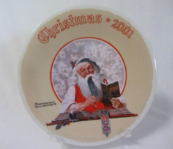 Vintage Edwin Knowles Norman Rockwell Christmas 2001 Bookkeeper Santa Plate Mib - $18.49
