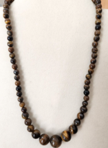 Natural Yellow Tiger&#39;s Eye Graduated Stone Necklace 925 Silver 138.00 ctw 18&quot; - £14.38 GBP
