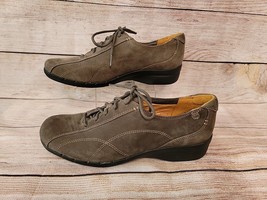 Unstructured Clarks Mens Gray Lace Up Suede Leather Shoes Size 9.5 - £27.80 GBP