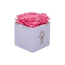  White Box Pink Roses Real Roses That Last 365 Days Preserved Roses Handmad - $82.66
