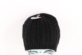 NOS Vtg 90s Streetwear Womens Chunky Cable Knit Winter Beanie Hat Black ... - $29.65