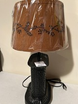 Small Country  Black tin Oval Lamp with Berry vine Shade image 2