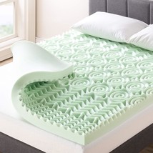 Calming Green Tea Infusion, 4 Inch 5-Zone Memory Foam Mattress Topper, Twin. - £44.82 GBP