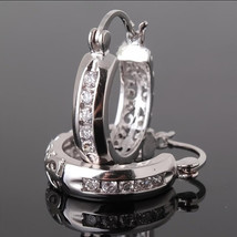 Exquisite Women Silver Plated Hollow CZ Earring Hoop Dangle Earrings Bridal Wedd - £2.54 GBP
