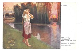 Painting T Korpal Woman I am Abandoned Verlassen Bin Ich Krakow Art Postcard - $5.99