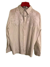 EUC Mens White Roar Revel Embroidered L/S Button Up Poly Cotton Shirt Size L - £20.13 GBP