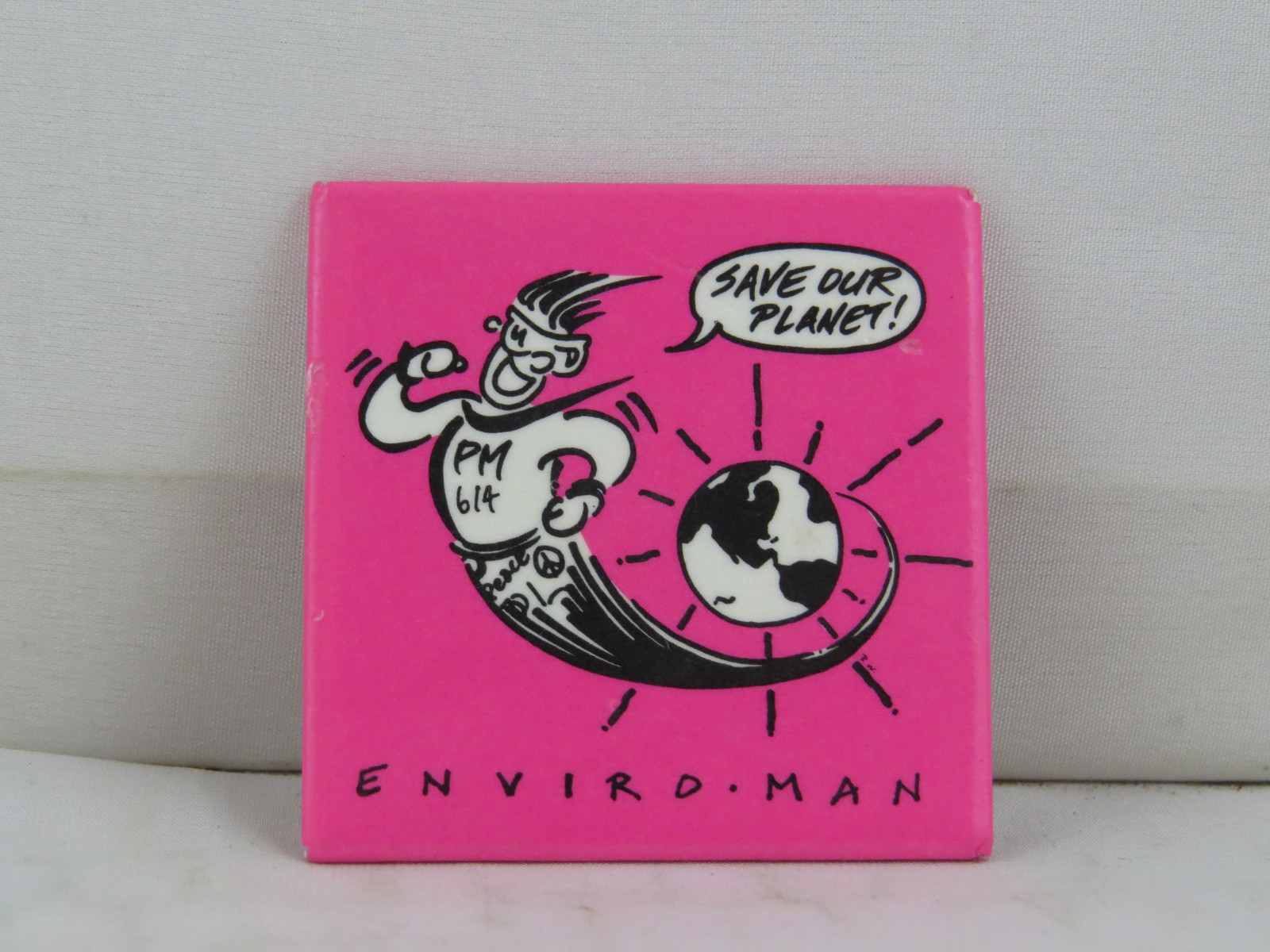 Vintage Enivormental Pin - Enviro Man Save Our Planet - Paper Pin  - $15.00
