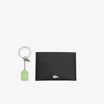 Lacoste Men&#39;s FG Card Holder and Keychain Gift Set, Black/Oseille Green, One Siz - $57.41