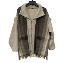 Vintage Rusk &amp; Finch Wool Fringe Koala Bear Cardigan jacket Shacket Med/... - $99.00