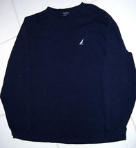 NAUTICA Men&#39;s Shirt with Classic Logo 100% Cotton L/S Dark Blue Size XL - £19.50 GBP