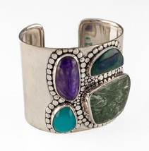 Ráne Large Agate Et Tourquoise Argent Sterling Manchette Bracelets 67.3g - $633.72