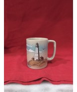 Lighthouse Coffee Mug Raised Image  Sailboat Seagulls Ceramic Stonewear ... - £10.20 GBP