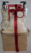 Natural Aromatic Vanilla Scented 6 Pc Bath Gift Basket Set Gold Relax Spa Sooth - £15.80 GBP