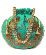 Woman&#39;s Handbag Potli Multicolored Silk Embroidered  - £24.03 GBP