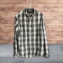 Helix Western Button Men Sz X Large Long Sleeve Shirt Black Plaid - £9.48 GBP