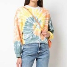 AGOLDE Balloon Sleeve Tie-Dye Sweatshirt Cropped Yellow Blue Size Small - $24.74