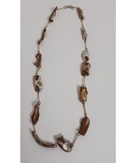 VINTAGE BROWN IRIDESCENT MOTHER OF PEARL/ABALONE with BAR SPACER NECKLAC... - $639.67 MXN