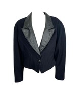 Vintage 80s Black Wool Short Coat Leather Trim Jacket size M Jonathan St... - $79.99 CAD