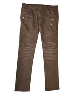 BALMAIN Paris Brown Distressed Denim Moto Biker Jeans, Sz 36x31 US MADE ... - €168,39 EUR