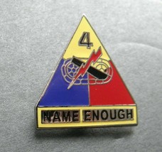 Us Army Name Enough 4th Armored Division Lapel Pin Badge 1 Inch - £4.28 GBP