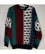 Gitano Crewneck Sweater Red and Green with Bold Patterns - $37.68 CAD