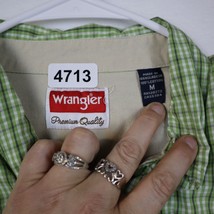 Wrangler Shirt Mens Medium M Green Check Button Up Stretch Western Outdoor Work - £19.72 GBP