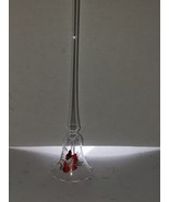 Long Handled Clear Glass Bell with Red Flower  - $13.67 CAD