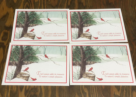 Vintage winter scene cardinal bird trees unused matching Christmas cards  - $19.75