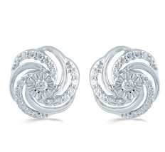 1/3CT TW Diamond Swirl Cluster Stud Earring in Sterling Silver - £51.95 GBP