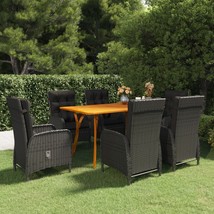  Dining Set Black Solid Acacia Wood Large Durable Dining Set - $24,977.98 MXN