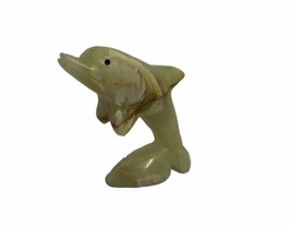 Vintage Polished Onyx Dolphin Figurine Statue Ornament  - $12.38