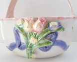 Vintage BELLA CASA GANZ Porcelain Planter Oval Basket Tulips - £15.81 GBP