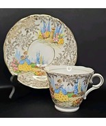 Vintage Colclough Bone China Cup &amp; Saucer Lady in Yellow and Blue Chintz... - $58.39