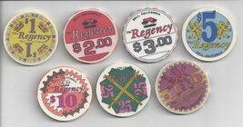 Regency Casino Chip Sample Set - Bell, California - 1981 - 7 Chips - $26.95