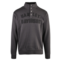 Harley-Davidson Men&#39;s Sweatshirt Black Racer Snap Front Mockneck (S03) - £45.21 GBP