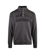 Harley-Davidson Men&#39;s Sweatshirt Black Racer Snap Front Mockneck (S03) - £45.26 GBP