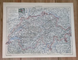1929 Original Vintage Map Of Switzerland / Zurich Geneva Bern / Alps - £13.45 GBP