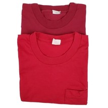 (2) Vintage Fruit of the Loom 3XL Pocket T-Shirt 50/50 Single Stitch Made in USA - £23.83 GBP